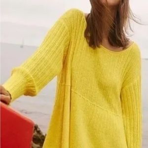 Free People Beach Delancey Yellow Sweater